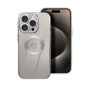   Glam Apple iPhone 16 Plus szilikon tok kameravédő-lencsével, ezüst