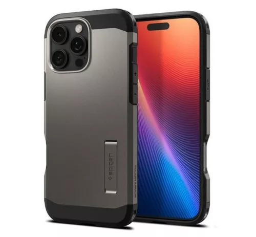 Spigen Tough Armor MagFit Apple iPhone 16 Pro tok, MagSafe, Gunmetal, fekete