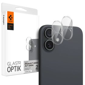   Spigen Glas.tR EZ Fit Optik Apple iPhone 16 Plus / 16 Tempered kameravédő fólia, Crystal Clear / átlátszó (2db)