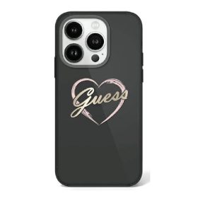   Guess IML Heart iPhone 16 Pro kemény hátlap tok, fekete GUHCP16LHCHGSPK