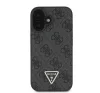 Guess Leather 4G Triangle Strass iPhone 16 Plus kemény hátlap tok, fekete GUHCP16MP4TDPK