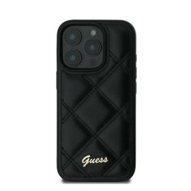   Guess Quilted Metal Logo iPhone 16 Plus kemény hátlap tok, fekete GUHCP16MPSQSQSK