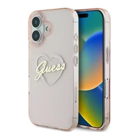   Guess IML Heart iPhone 16 kemény hátlap tok, rózsaszín GUHCP16SHCHGSPP
