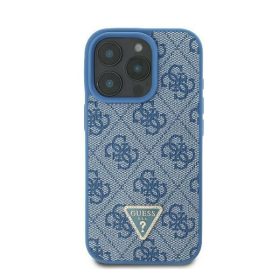   Guess Leather Metal Logo Strass Crossbody iPhone 16 kemény hátlap tok, kék GUHCP16SP4TDSCPB