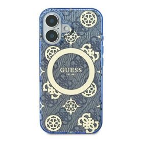   Guess IML Peony On 4G Background iPhone 16 Pro MagSafe kemény hátlap tok, kék GUHMP16LH4PYEEB