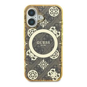   Guess IML Peony On 4G Background iPhone 16 Pro MagSafe kemény hátlap tok, barna GUHMP16LH4PYEEW