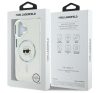 Karl Lagerfeld IML Metal Karl Head iPhone 16 MagSafe kemény hátlap tok, fehér KLHMP16SHLSKIH