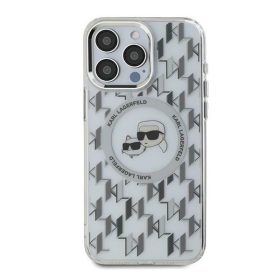   Karl Lagerfeld IML Monogram Karl&Choupette Head iPhone 16 Pro hátlap tok, átlátszó KLHMP16LHMCKMHT