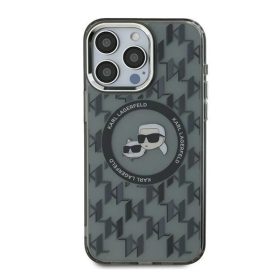   Karl Lagerfeld IML Monogram Karl&Choupette Head iPhone 16 Pro MagSafe hátlap tok, fekete KLHMP16LHMCKMHK