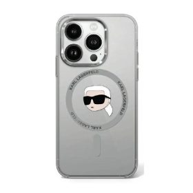   Karl Lagerfeld IML Metal Karl Head iPhone 16 Pro MagSafe kemény hátlap tok, fekete KLHMP16LHLSKIK