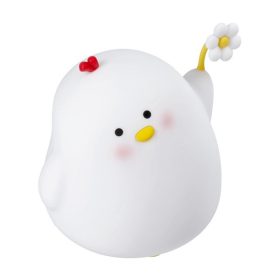   Art Deco virágos csirke alakú éjjeli lámpa, USB, 1200mAh, fehér