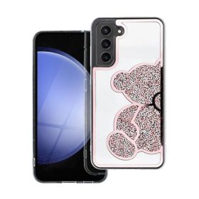   Teddy Bear Samsung Galaxy A35 5G csillogó köves tok, rózsaszín