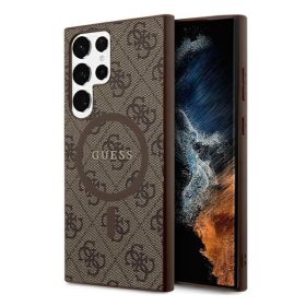   Guess 4G Collection Leather Metal Logo S24 Ultra (S928) MagSafe tok, barna GUHMS24LG4GFRW