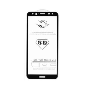   Huawei Y9a, Kijelzővédő fólia, ütésálló fólia (az íves részre is!), Tempered Glass (edzett üveg), fekete