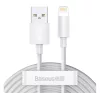 Baseus Simple Wisdom USB / Lightning adat/töltőkábel, 2,4A, 1,5m, Fehér (2db)