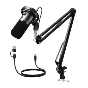   Maono PD200XS dinamikus gaming, gamer mikrofon állvánnyal, RGB világítással, fekete