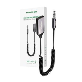   Ugreen Bluetooth 5.3 audio vevő USB-A kábel, audio adapter, AUX, jack csatlakozóval, fekete