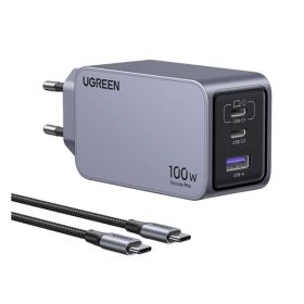   Ugreen Nexode Pro USB-A + 2xUSB-C GaN hálózati töltő adapter, 100W, szürke