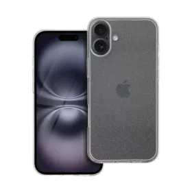   Clear 2mm iPhone 16 Plus csillámos szilikon tok, átlátszó