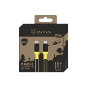   Tactical MagRope USB-C-Lightning adatkábel szövet bevonattal, 1m, fekete/sárga