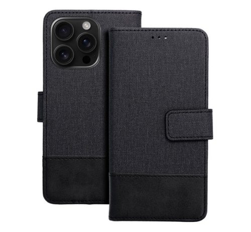 Gomma Samung Galaxy A13 5G / A04S flip/oldalra nyíló tok kártyatartó résszel, fekete