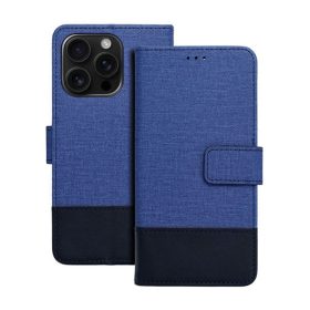   Gomma iPhone 16 Pro flip/oldalra nyíló tok kártyatartó résszel, kék