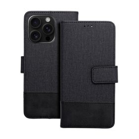   Gomma iPhone 16 Pro Max flip/oldalra nyíló tok kártyatartó résszel, fekete