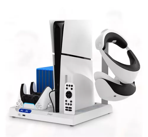 iPega PG-P5S028 PlayStation 5 multifunkciós All-in-one töltőállvány hűtéssel, fehér