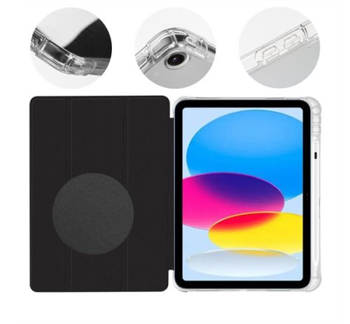 OBAL:ME MistyTab iPad 10.9 2022/ iPad 11 2025 oldalra nyíló, kitámasztható tok, fekete