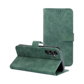   Tender Book Samsung Galaxy A15 4G / A15 5G flip/oldalra nyíló műbőr tok kártyatartó résszel, zöld