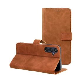   Tender Book Samsung Galaxy A25 5G flip/oldalra nyíló műbőr tok kártyatartó résszel, barna