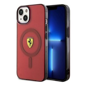   Ferrari Translucent iPhone 14 / 15 / 13 MagSafe kompatibilis kemény hátlap tok, piros FEHMP14SURKR