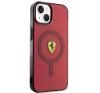 Ferrari Translucent iPhone 14 / 15 / 13 MagSafe kompatibilis kemény hátlap tok, piros FEHMP14SURKR