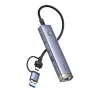 Baseus UltraJoy 4 az 1-ben Hub USB-A-USB-C 3xUSB3.0+USB-C+RJ45, szürke