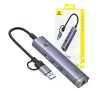 Baseus UltraJoy 4 az 1-ben Hub USB-A-USB-C 3xUSB3.0+USB-C+RJ45, szürke