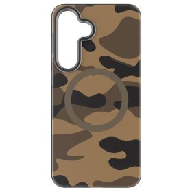   Forcell F-Protect Levels Samsung Galaxy S25 ütésálló MagSafe tok, Camo, barna-szürke