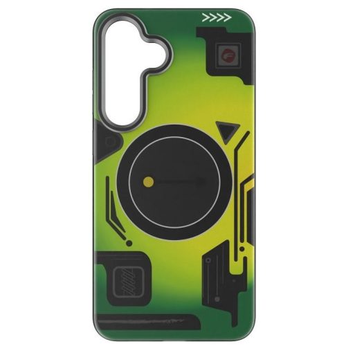 Forcell F-Protect Levels Samsung Galaxy S25 ütésálló MagSafe tok, Cyber, zöld-szürke