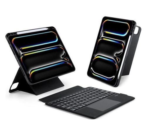 Dux Ducis DK iPad Pro 11 (2024 / 2025) kihajtható tok vezeték nélküli billentyűzettel, fekete