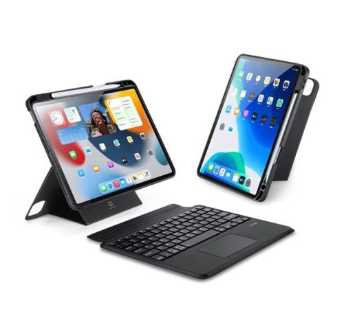 Dux Ducis DK iPad 4/5/6/iPad Pro 11 (2018/2020/2021/2022) kihajtható tok vezeték nélküli billentyűzettel, fekete