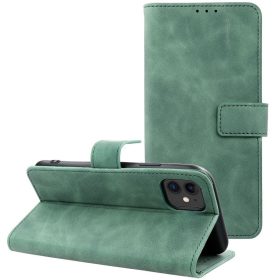   Tender Book Samsung Galaxy S25 Ultra flip/oldalra nyíló műbőr tok kártyatartó résszel, zöld