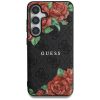 Guess Leather 4G Flowers Print Metal Classic Logo MagSafe Samsung Galaxy S25 kemény hátlap tok, fekete