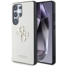   Guess Grained Big 4G Logo Small Classic Logo Samsung Galaxy S25 Ultra  kemény hátlap tok, bézs