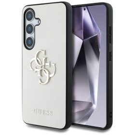   Guess Grained Big 4G Logo Small Classic Logo Samsung Galaxy S25 kemény hátlap tok, bézs