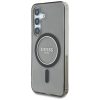 Guess Glitter Circle Classic Logo Samsung Galaxy S25 MagSafe kemény hátlap tok, fekete