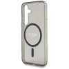 Guess Glitter Circle Classic Logo Samsung Galaxy S25 MagSafe kemény hátlap tok, fekete