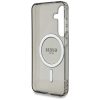 Guess Glitter Circle Classic Logo Samsung Galaxy S25 MagSafe kemény hátlap tok, fekete