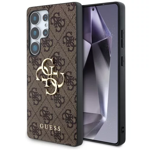 Guess Big 4G Logo Classic Logo Samsung Galaxy S25 Ultra kemény hátlap tok, barna