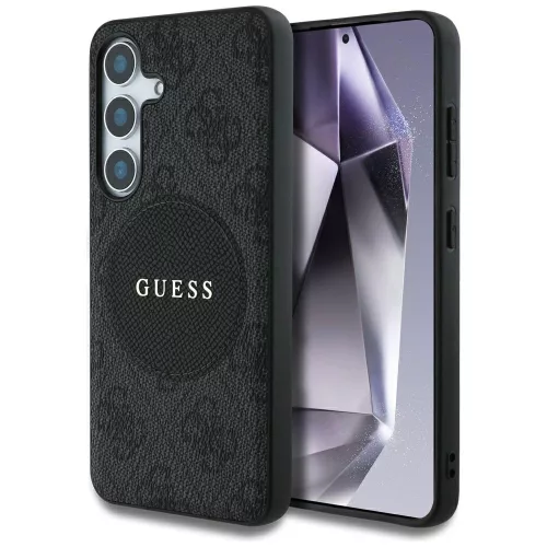 Guess 4G Round Patch Classic Logo Samsung Galaxy S25+ MagSafe kemény hátlap tok, fekete