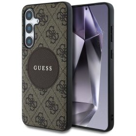   Guess 4G Round Patch Classic Logo Samsung Galaxy S25+ MagSafe kemény hátlap tok, barna