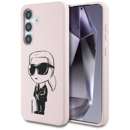 Karl Lagerfeld Silicone Graffiti Ikonik Printed Logo Samsung Galaxy S25 MagSafe tok, rózsaszín